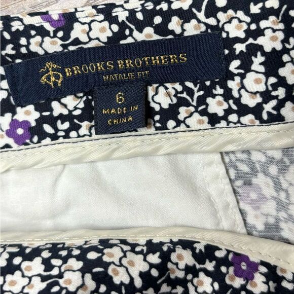 Woman's Brooks Brothers Natalie Fit SZ 6 Floral Office Pant Preppy Tapered Leg - Picture 3 of 7